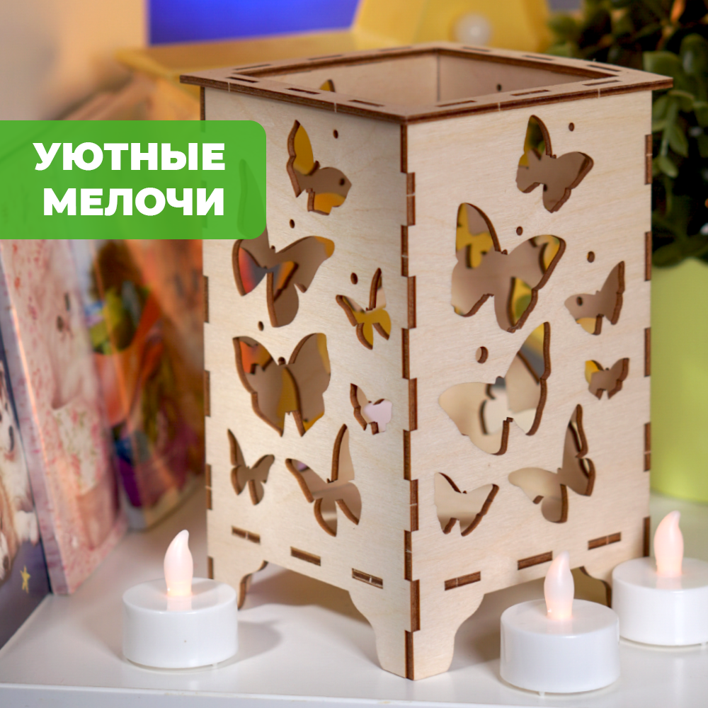 Конструктор LORI(колорит) Ночник Бабочки деревянный - фото 6
