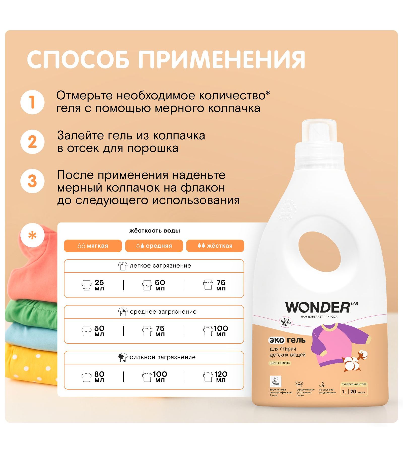 Гель для стирки WONDER Lab 1 л - фото 6