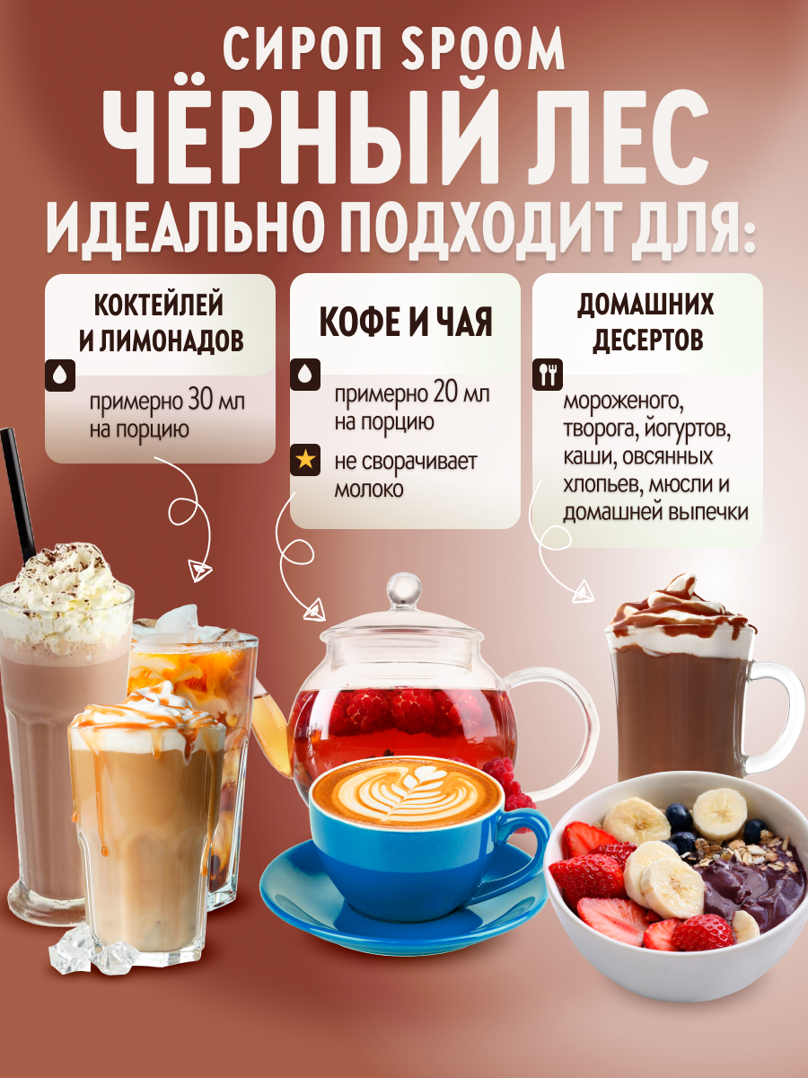 Сироп SPOOM Черный лес 1л для кофе коктейлей и десертов - фото 3