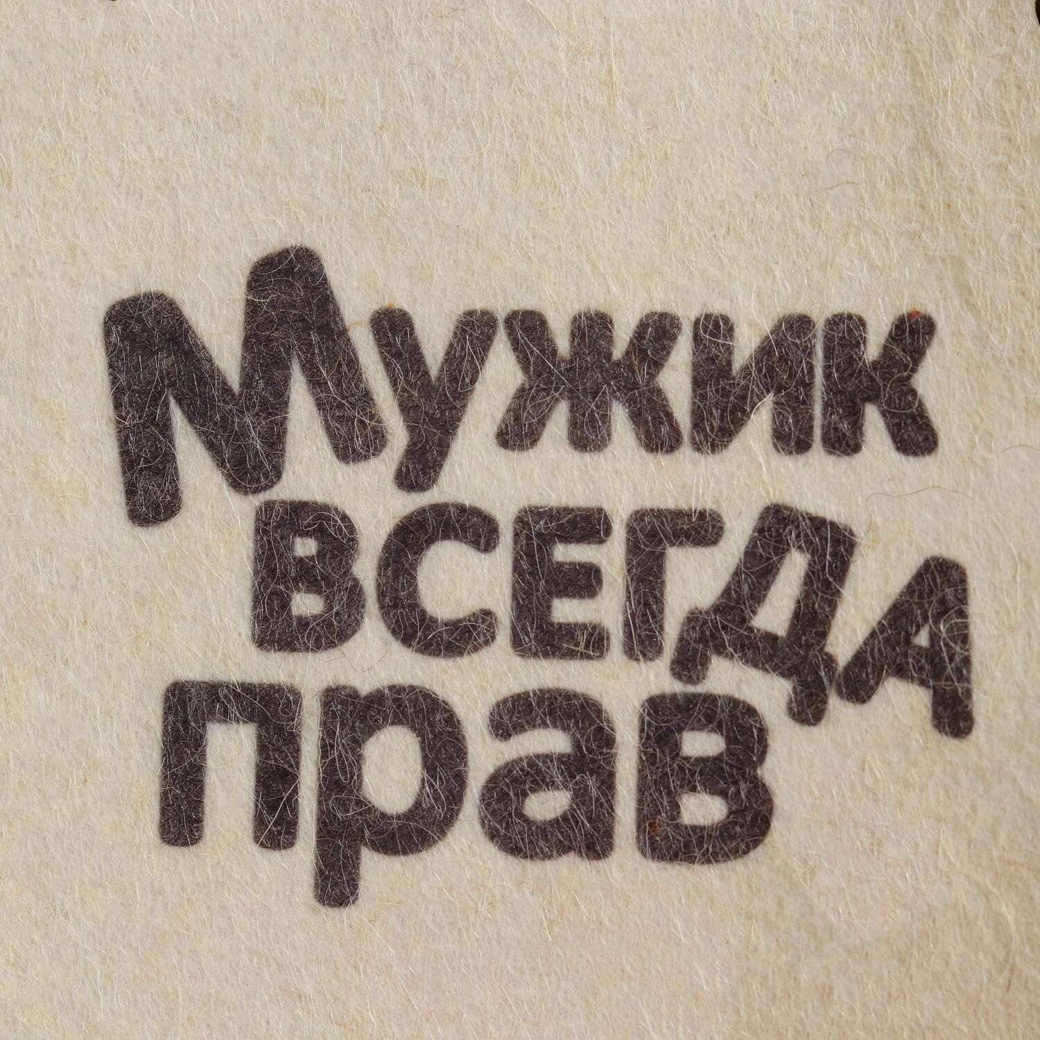Шапка для бани . Мужик всегда прав с принтом белая 5312255 - фото 2
