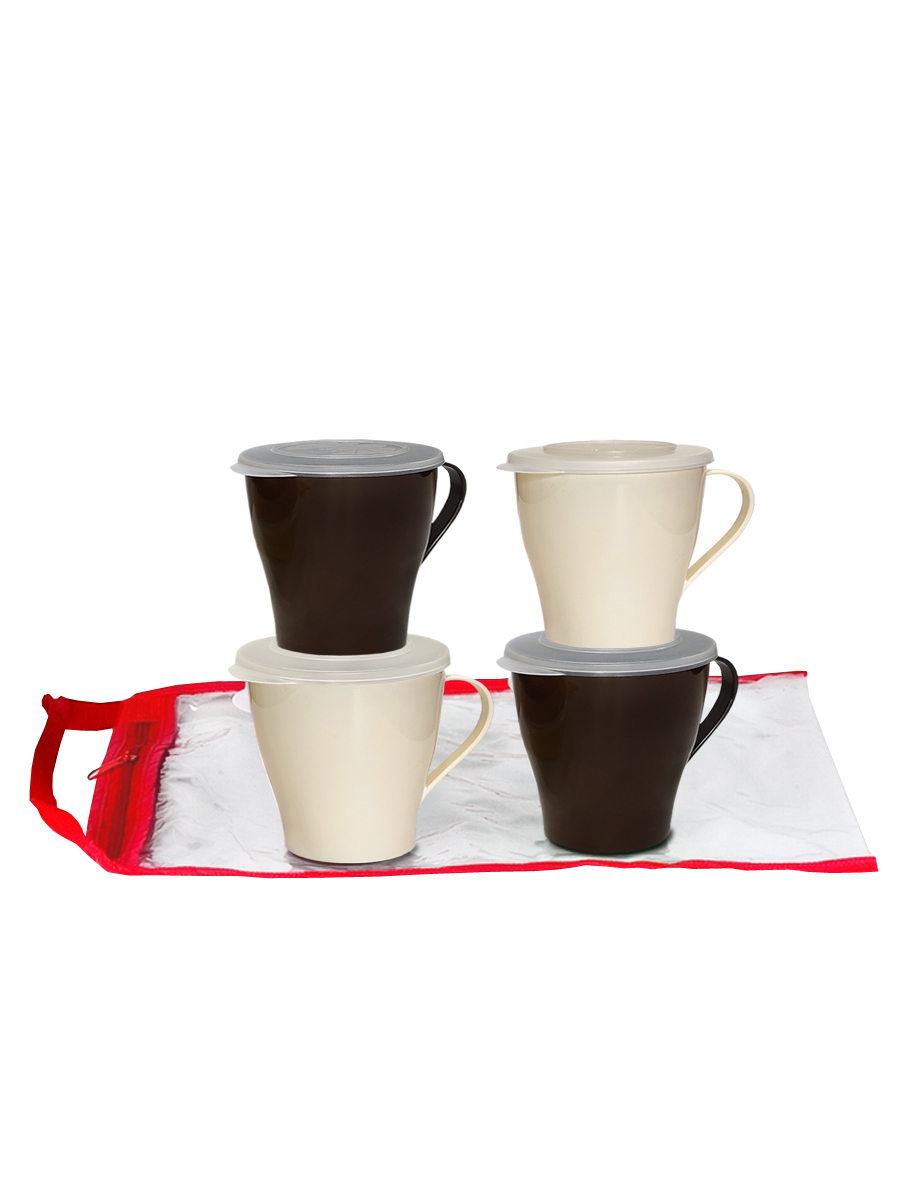 Набор посуды Solaris 4 чашки 0,36л с крышками ванильно-шоколадный - фото 11