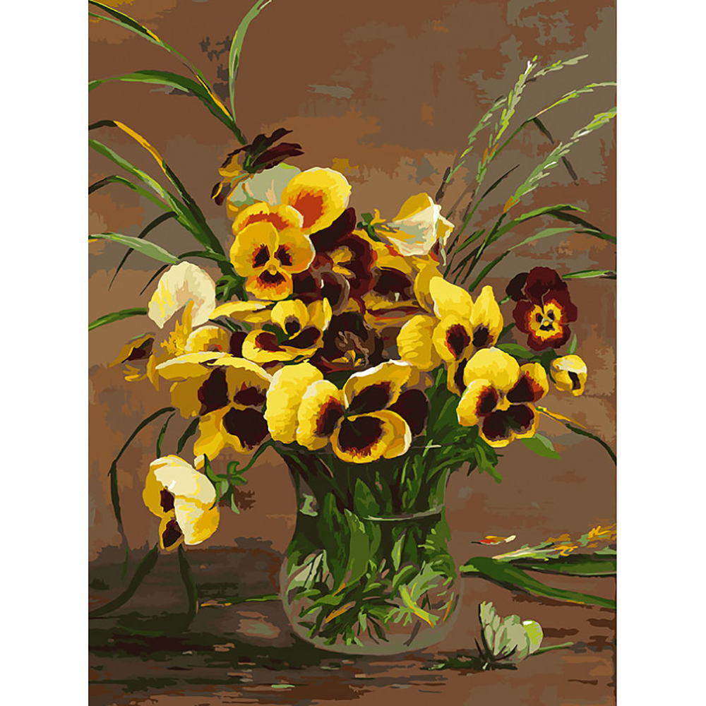 Картина по номерам Белоснежка Анютины глазки в вазе - фото 1