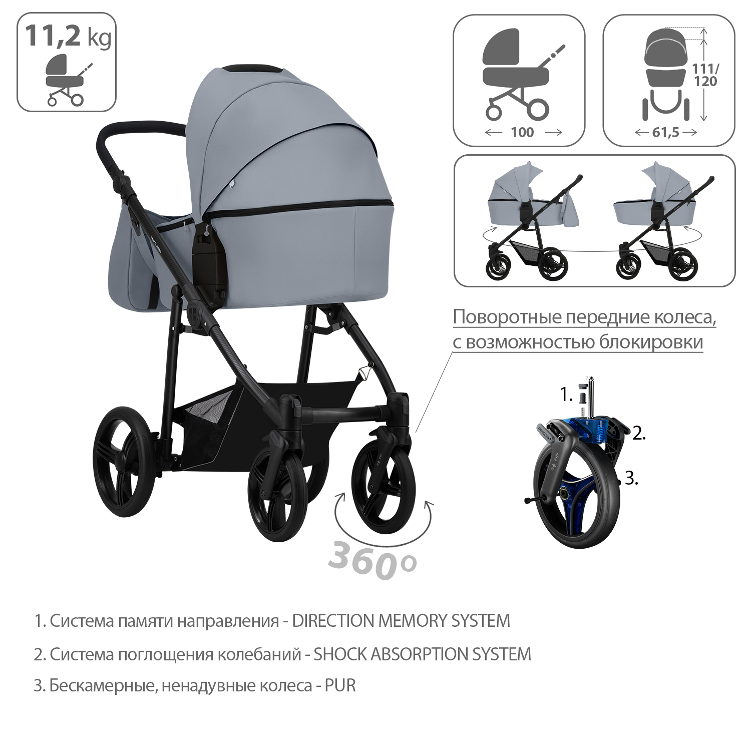 Коляска 2в1 Bebetto Verturro Pro - фото 4