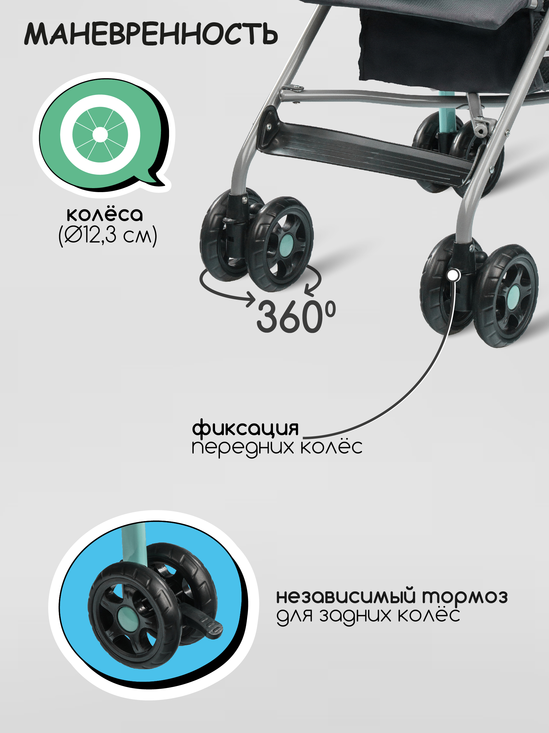 Коляска прогулочная Indigo Bono мятный - фото 6
