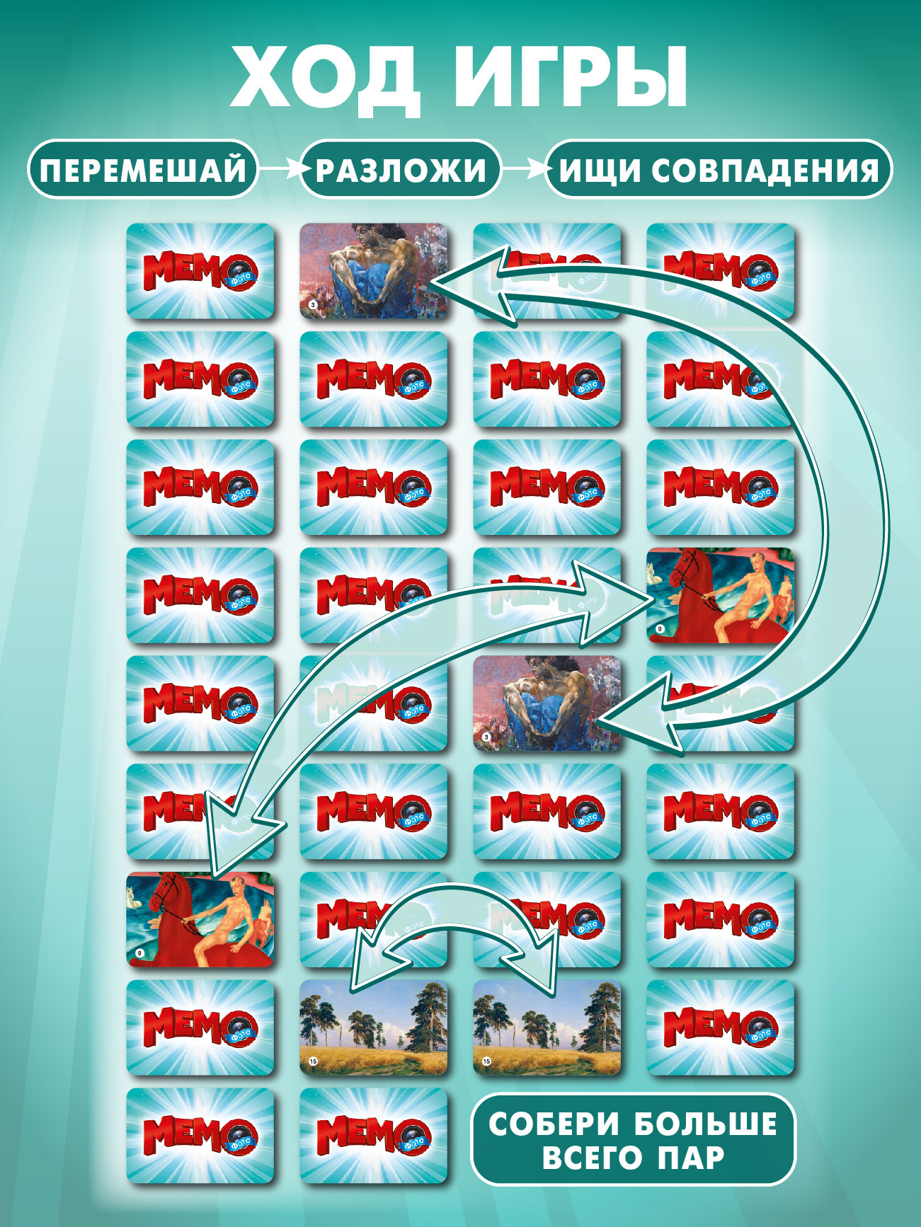 Настольная игра Русский стиль Мемо Картины художников - фото 4