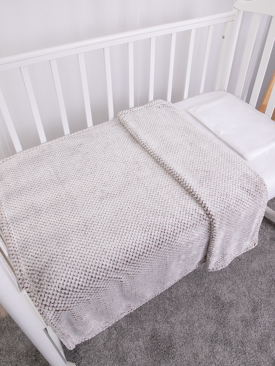 Плед в кроватку Baby Nice Micro Velur Жаккард 100х118 коричневый,белый - фото 2