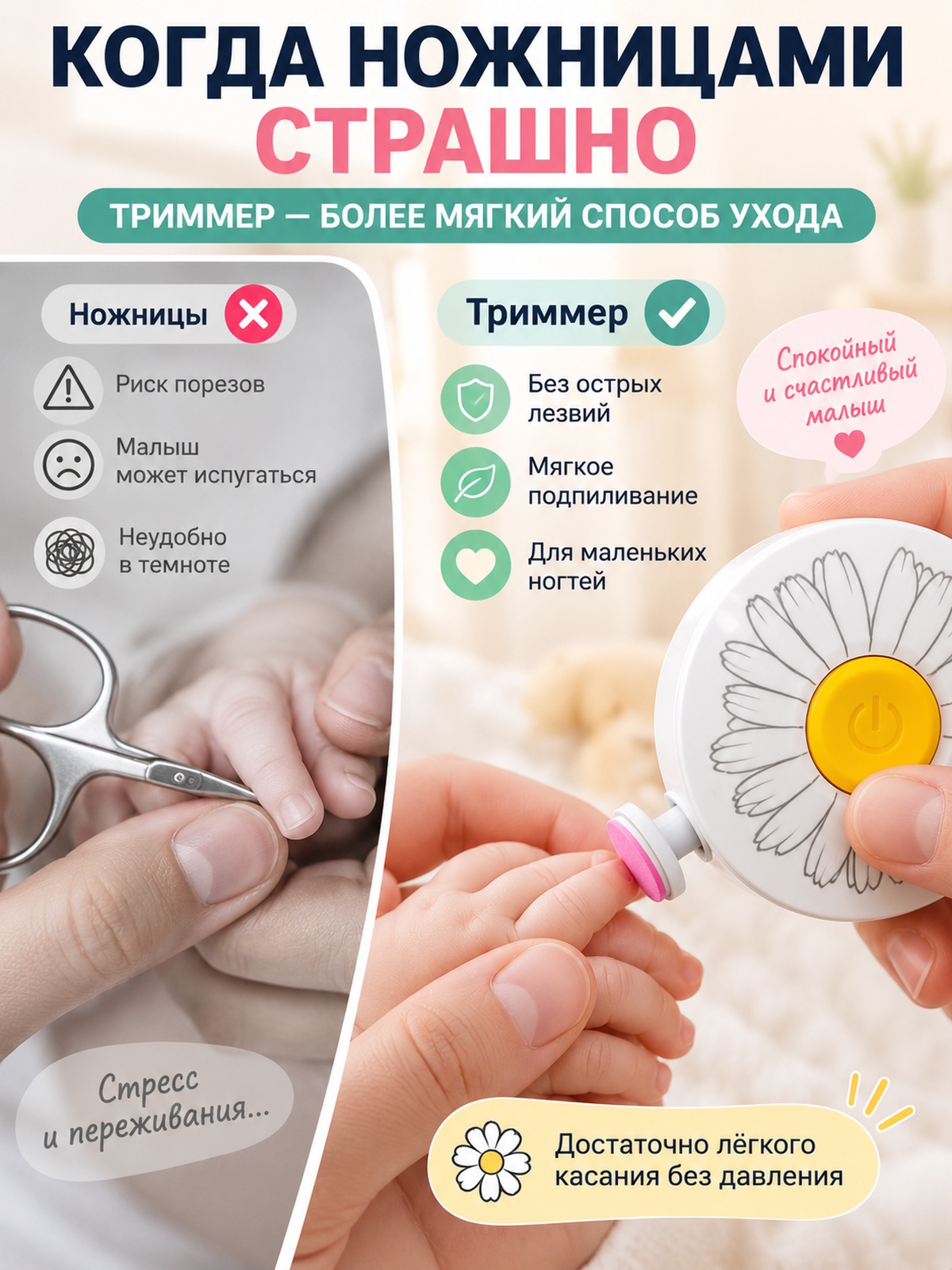 Триммер для ногтей ADUMI ромашка - фото 2