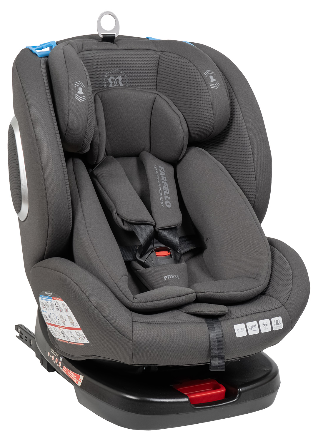 Автокресло Farfello YB102A Isofix 0+/1/2/3 (0-36 кг) серый - фото 8