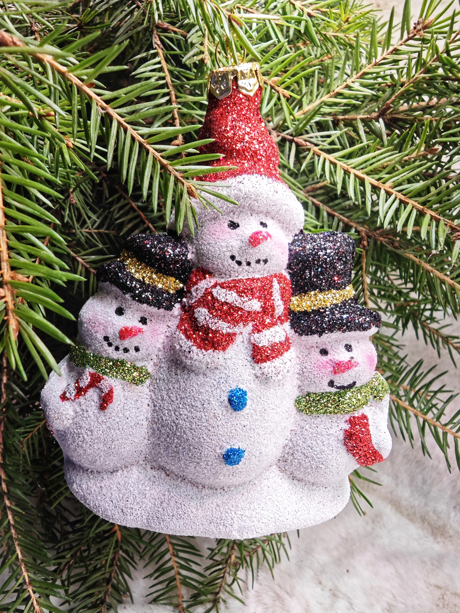 Украшение ёлочное Магия праздника ручной работы Снеговики 13 см 3 шт - фото 1