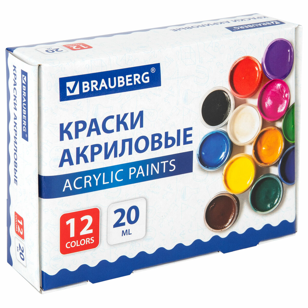 Краски акриловые Brauberg 12 цв. - фото 1