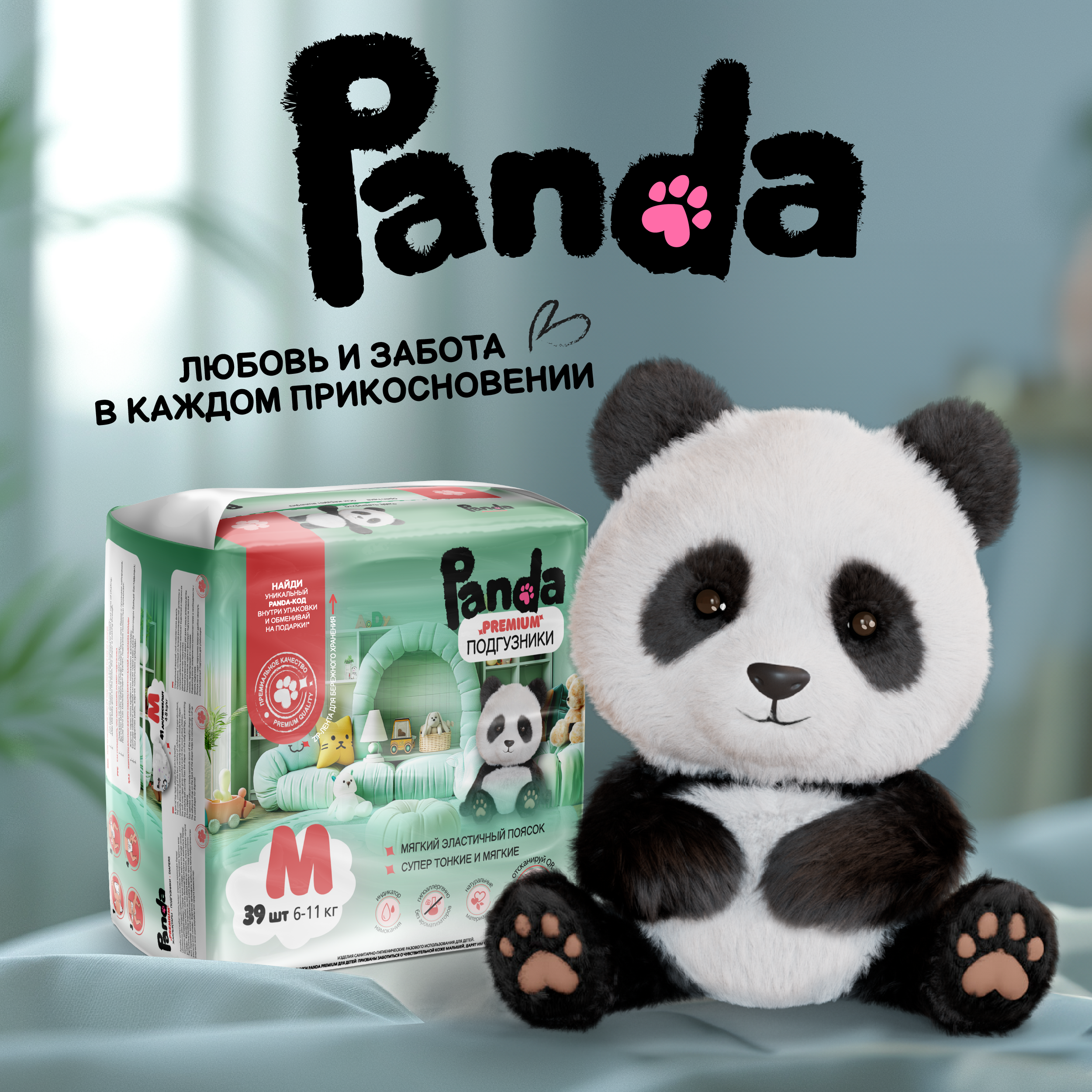 Подгузники Panda premium ультратонкие M (6-11) 39 шт. - фото 7