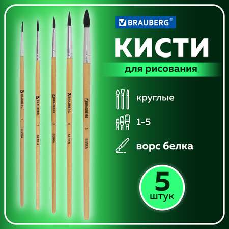 Кисть Brauberg 5 шт. (белка)