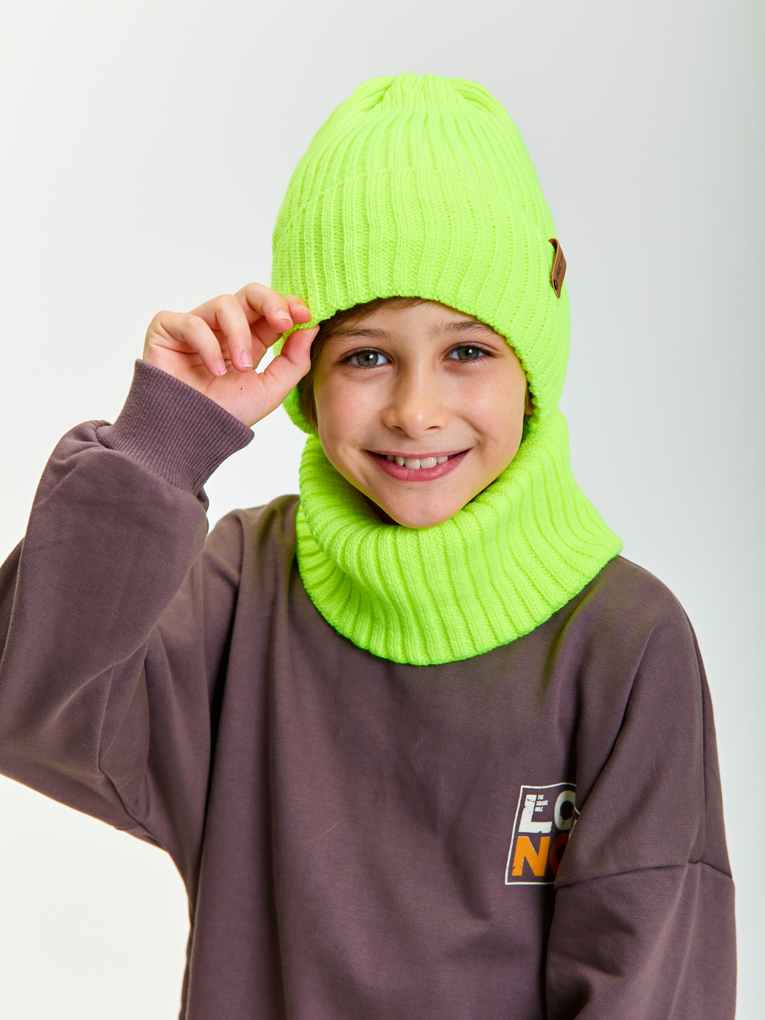 Шапка и снуд KUBRIO KU-H-104-GplainW-acidB - фото 5