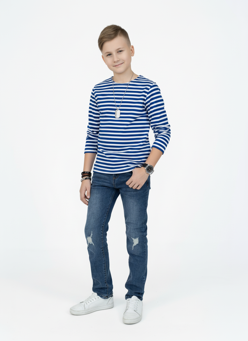 Лонгслив Утенок 516 василек полоска - фото 1