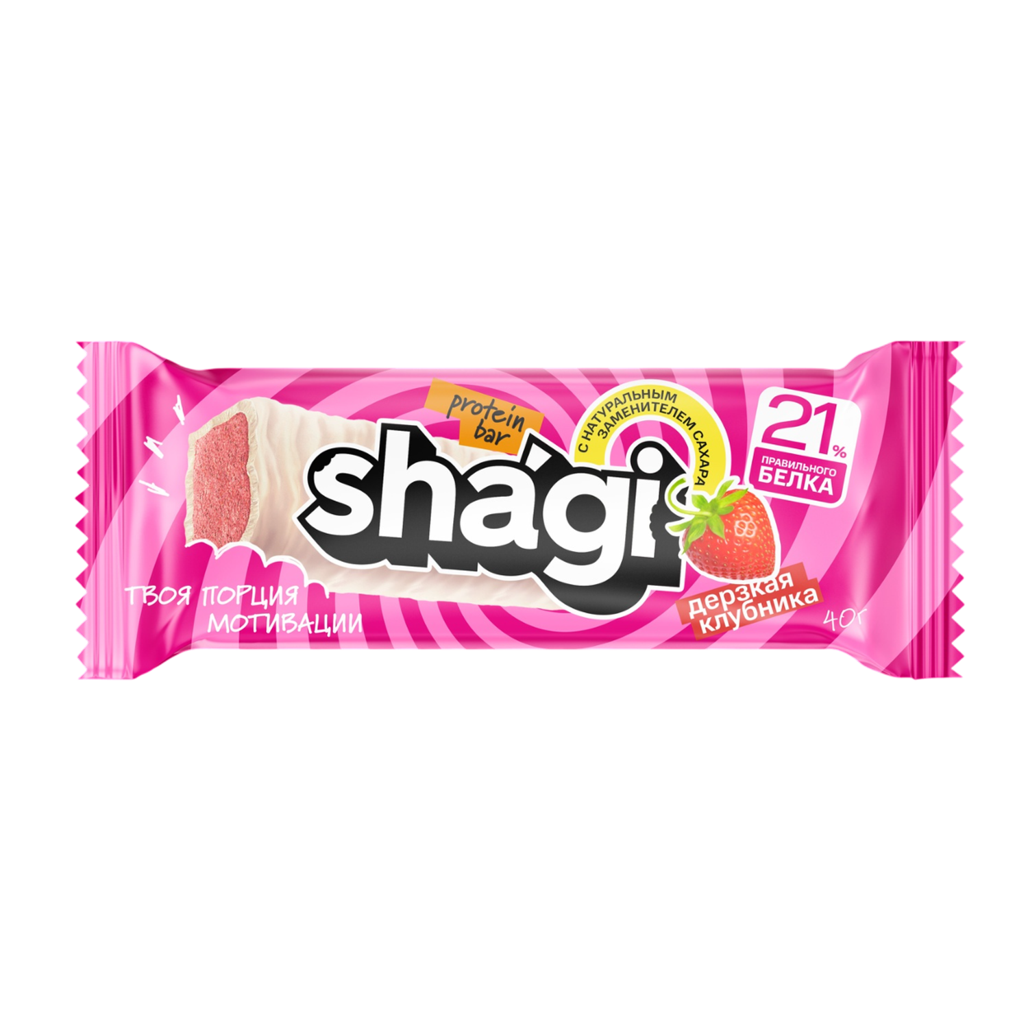 Батончик протеиновый ProteinRex Shagi Клубника 21% 40г - фото 1