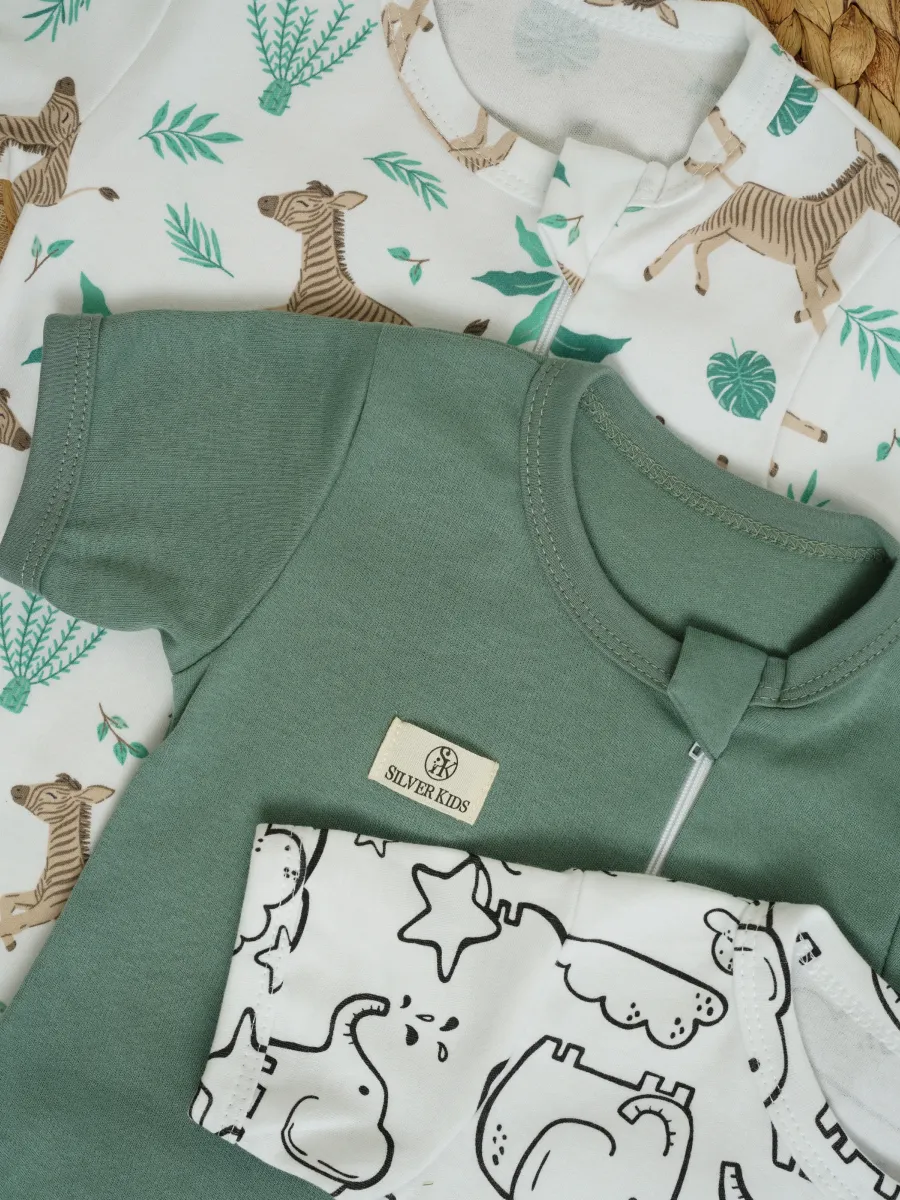 Песочник 3 шт Супер Пупс нбр/3пр/псчн/молн/ЗебралисточкиСветлыйхакиСлоны - фото 4