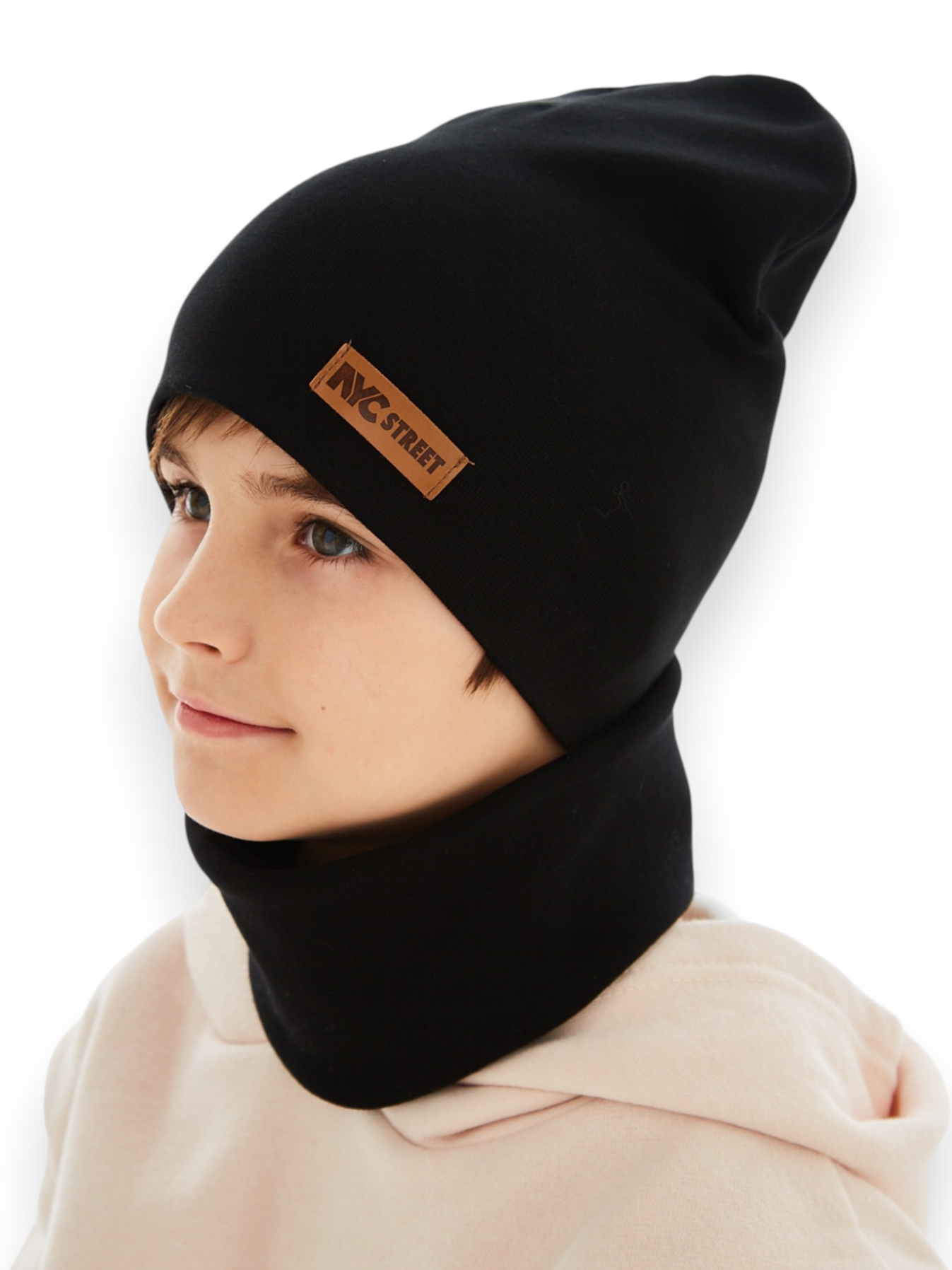 Шапка и снуд NYCkids NYC-H-37-plain-black - фото 1