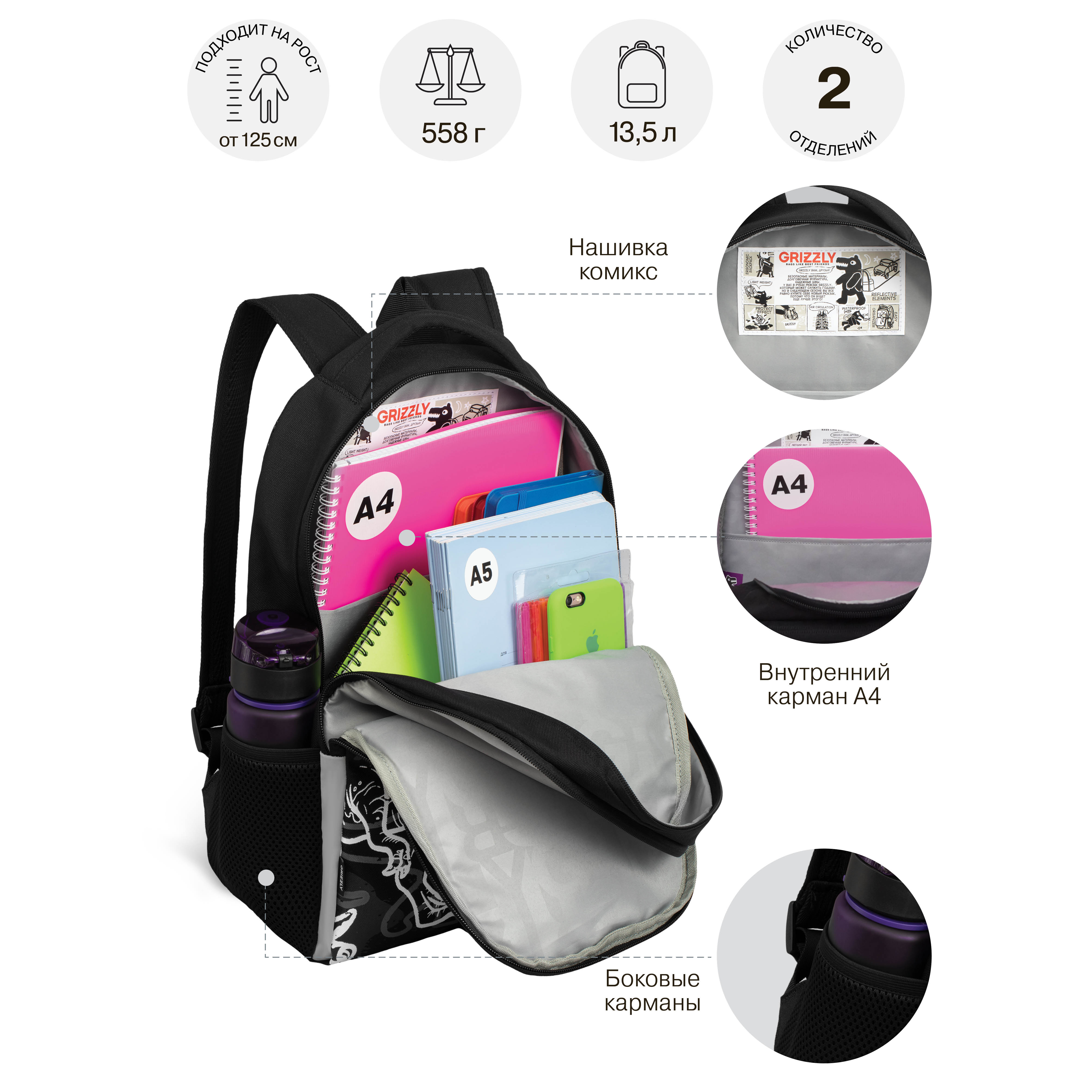 Рюкзак Grizzly для мальчика - фото 7