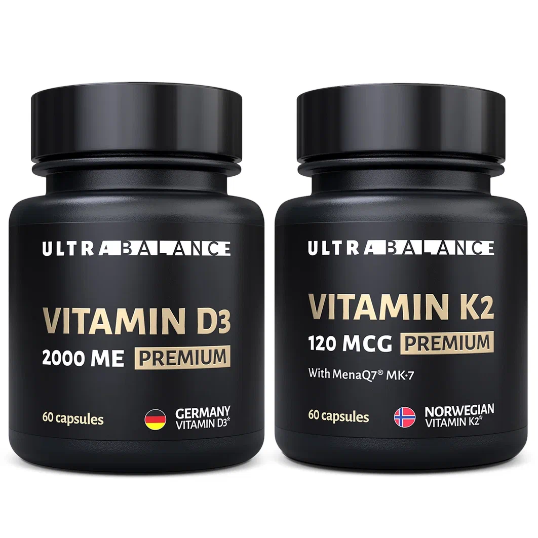 Витамин Д3 К2 капсулы UltraBalance Витамин Д 2000 ме и К 120 mkg для взрослых женщин и мужчин - фото 1