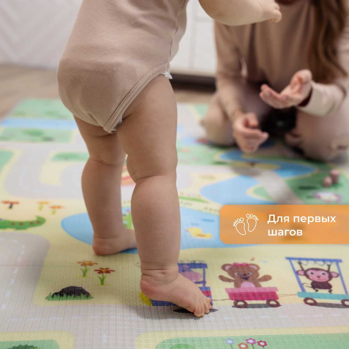 Развивающий коврик детский Mamagoods для ползания складной двусторонний игровой 145 x 180 см Космос и Жирафы - фото 14