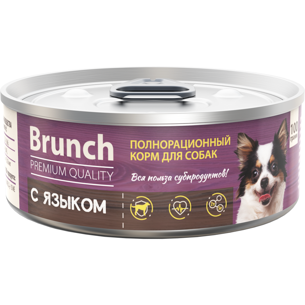 Корм для собак влажный полнорационный Brunch с языком 100г - фото 1