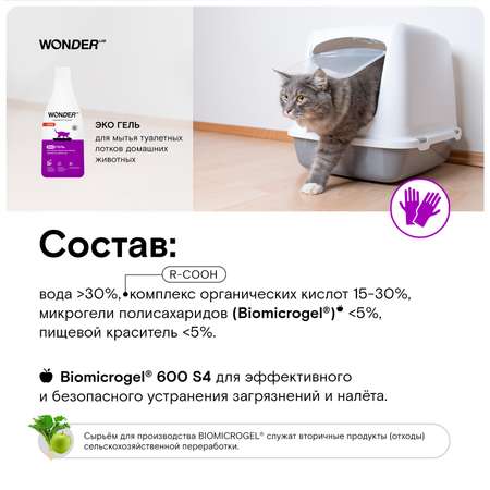 Гель для мытья туалетных лотков WONDER Lab 550мл
