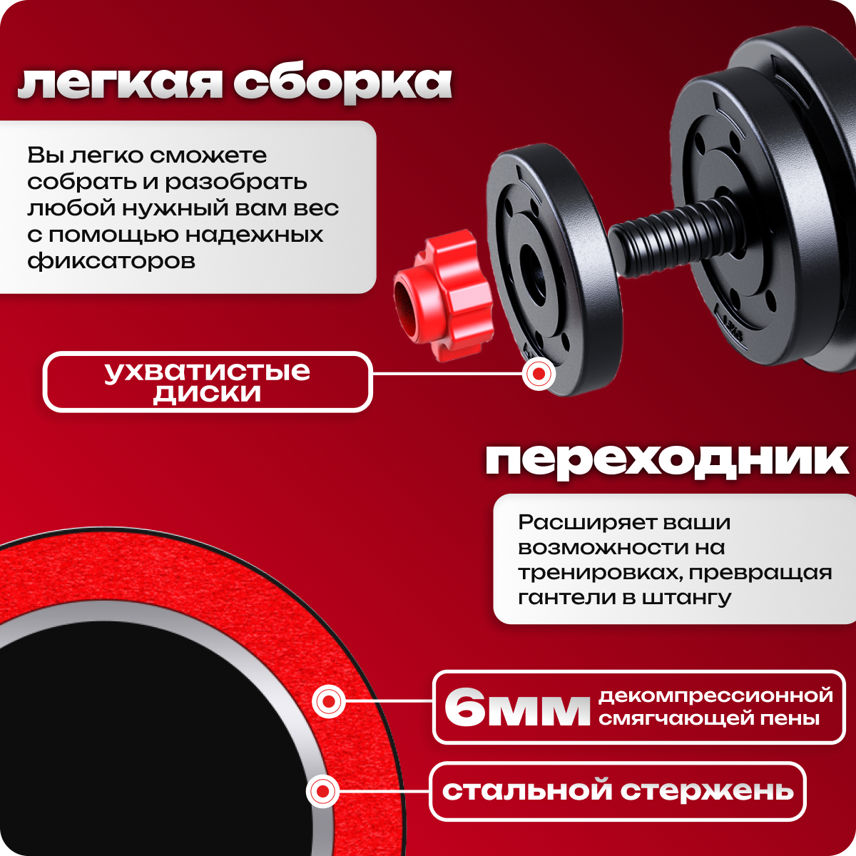 Набор блинов с грифом БлинДаГриф Гантель 2кг 2шт - фото 4