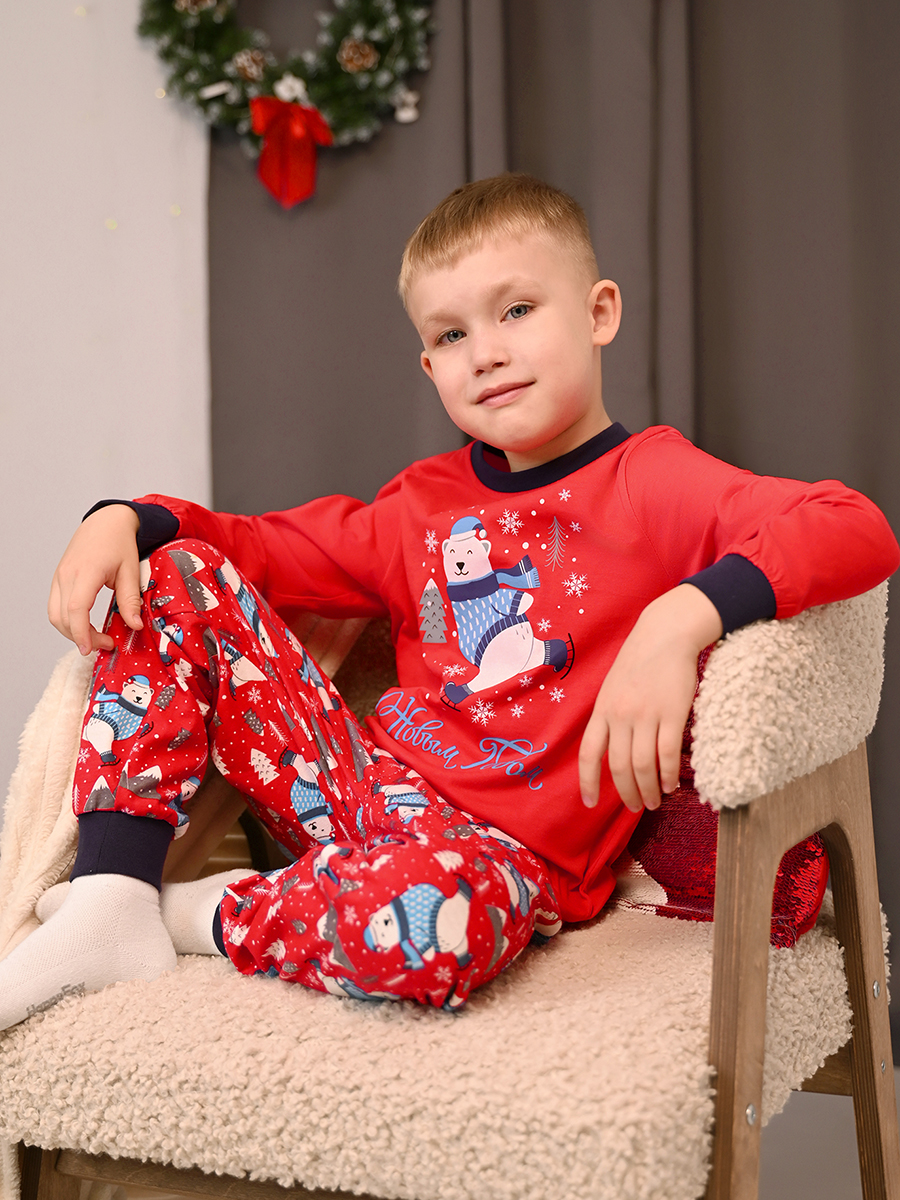 Пижама HappyFox HF00101красный.медведь - фото 9