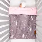 Плед AmaroBaby Растем Вместе 95х85 см хлопок minky Princess серый/розовый