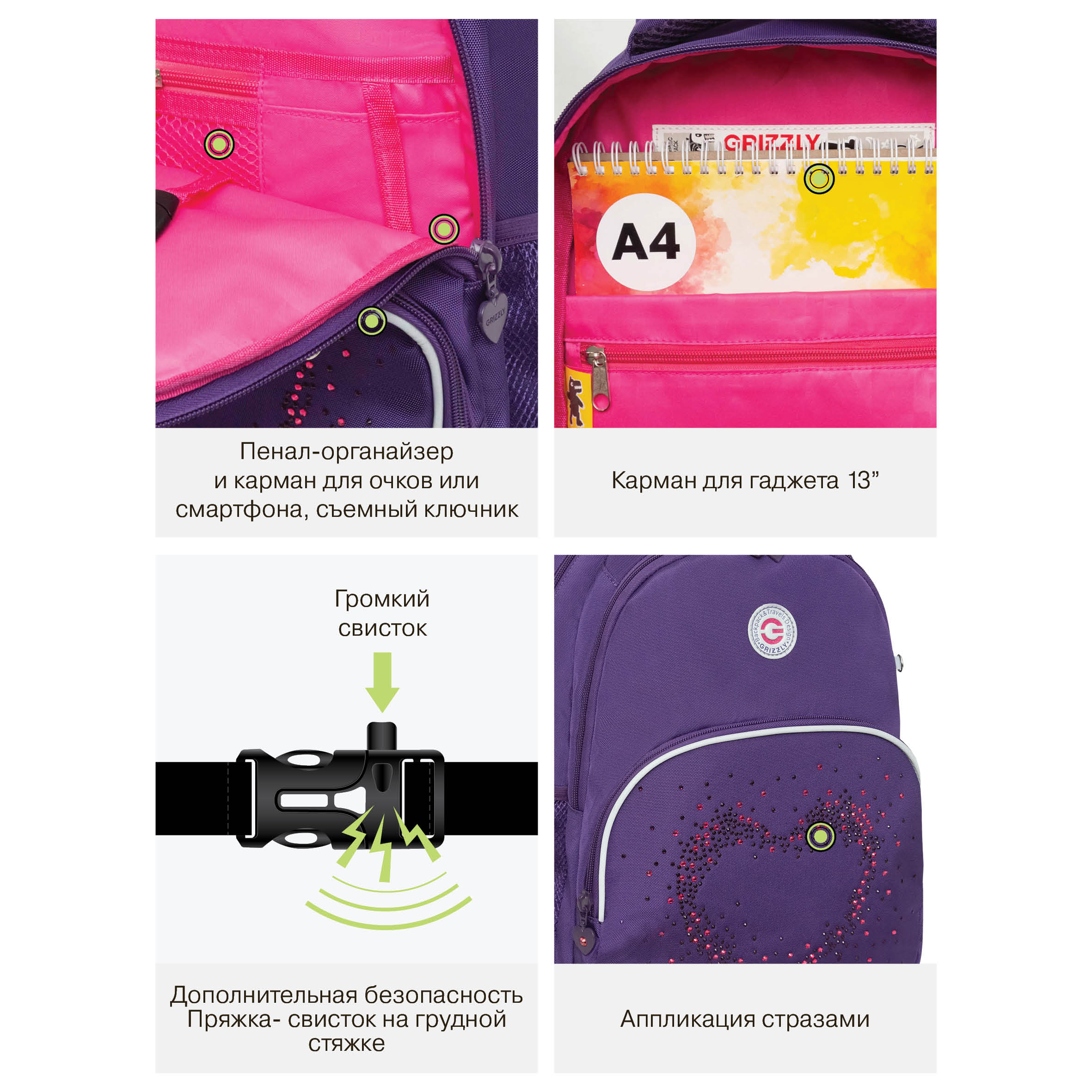 Рюкзак Grizzly для девочки - фото 12