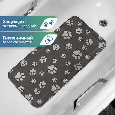 Коврик для ванны VILINA c присосками для животных 43х90 см. графит
