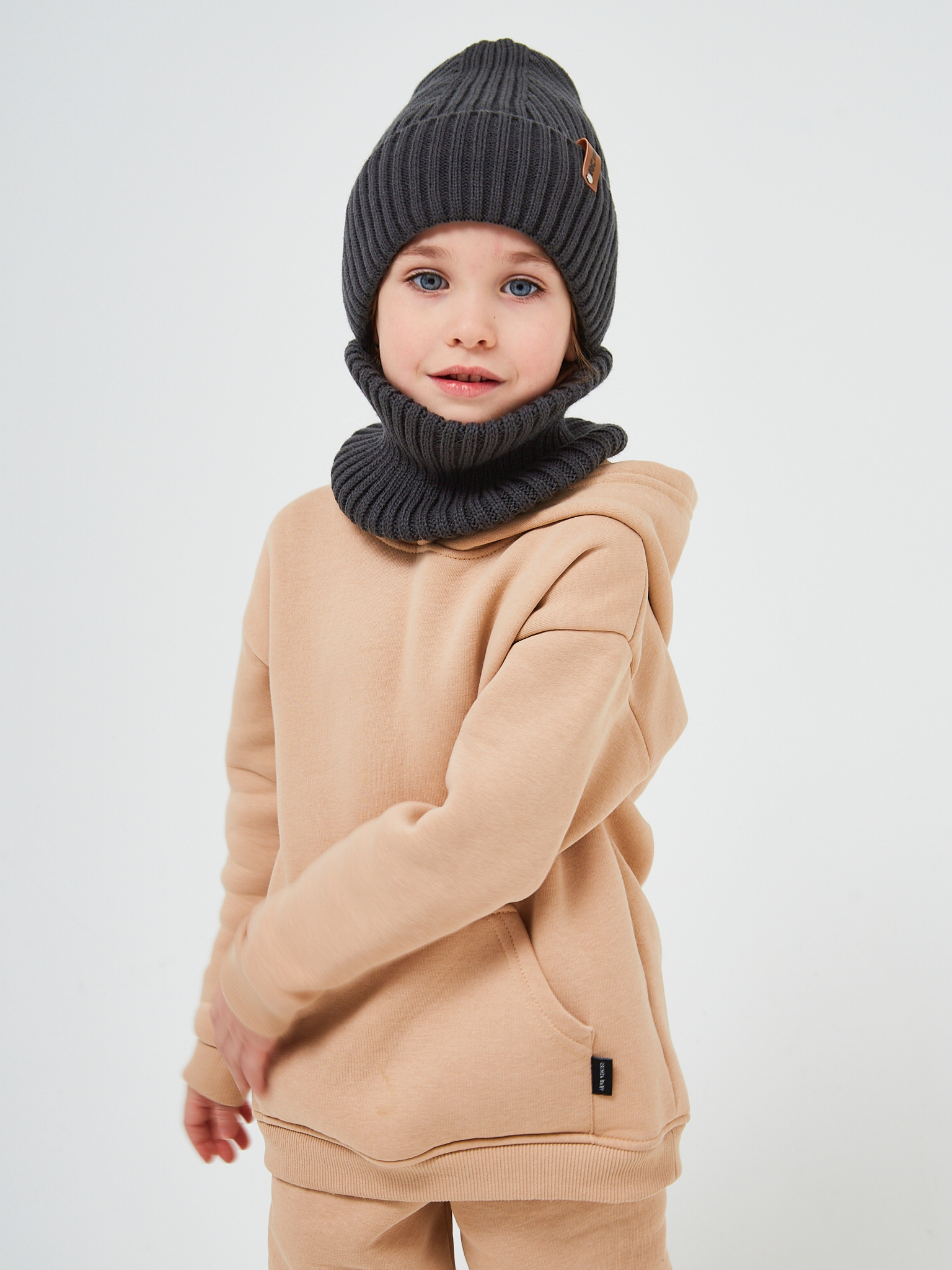 Шапка и снуд NYCkids NYC-H-53-poloski-graphiteB - фото 8