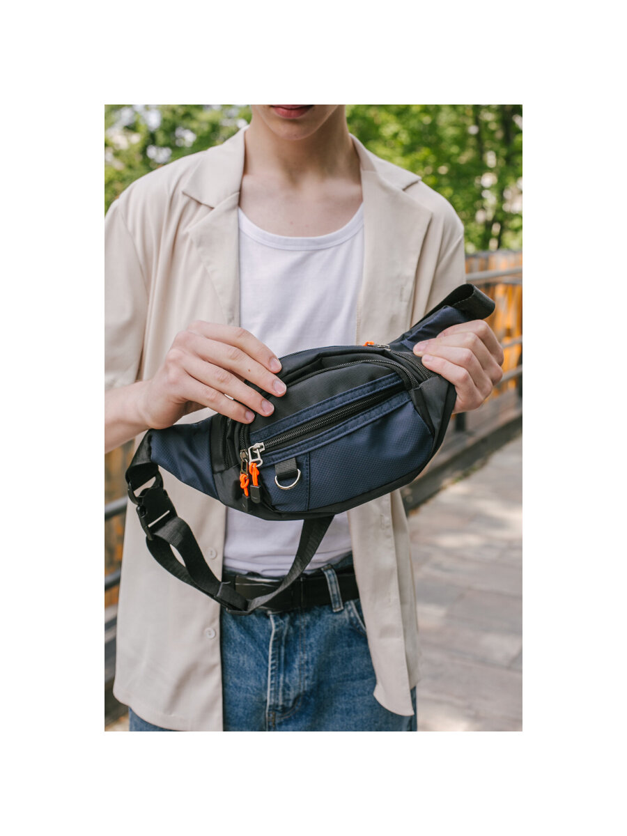 Сумка HEIKKI синий/оранжевый поясная - фото 1