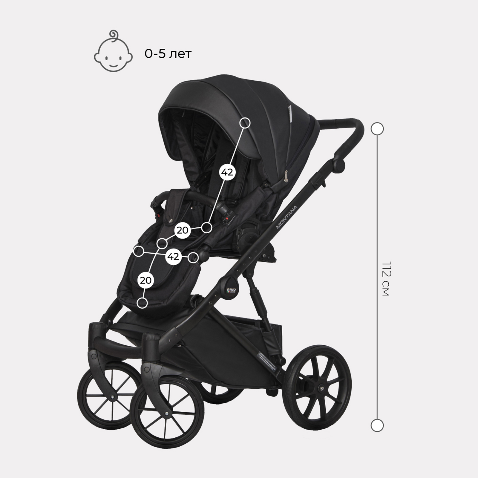 Коляска 3в1 Riko Basic Montana Ecco черный - фото 5
