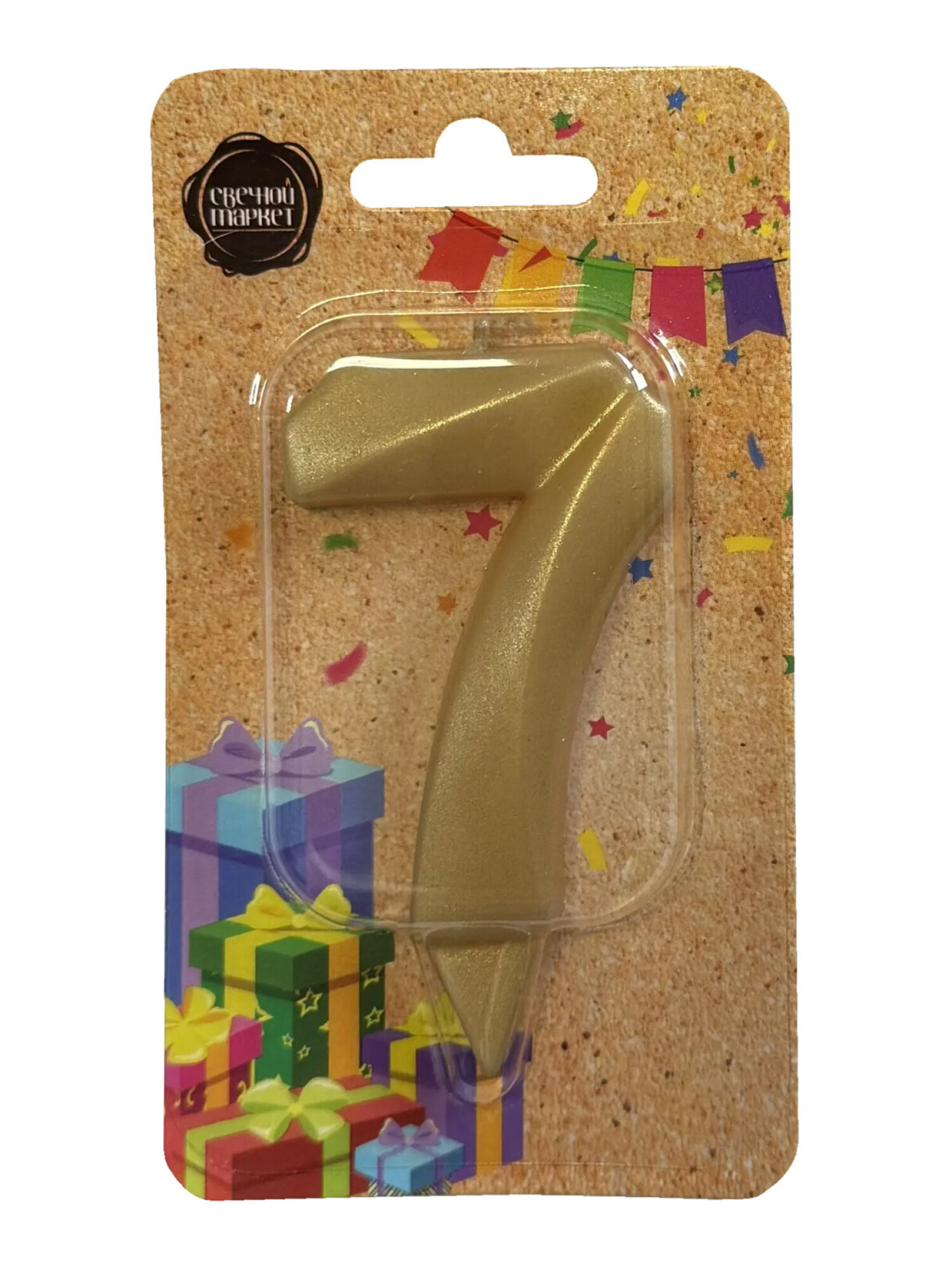 Свеча-цифра для торта Свечной маркет украшение в виде цифры 7, 7 см, на ножке - фото 1