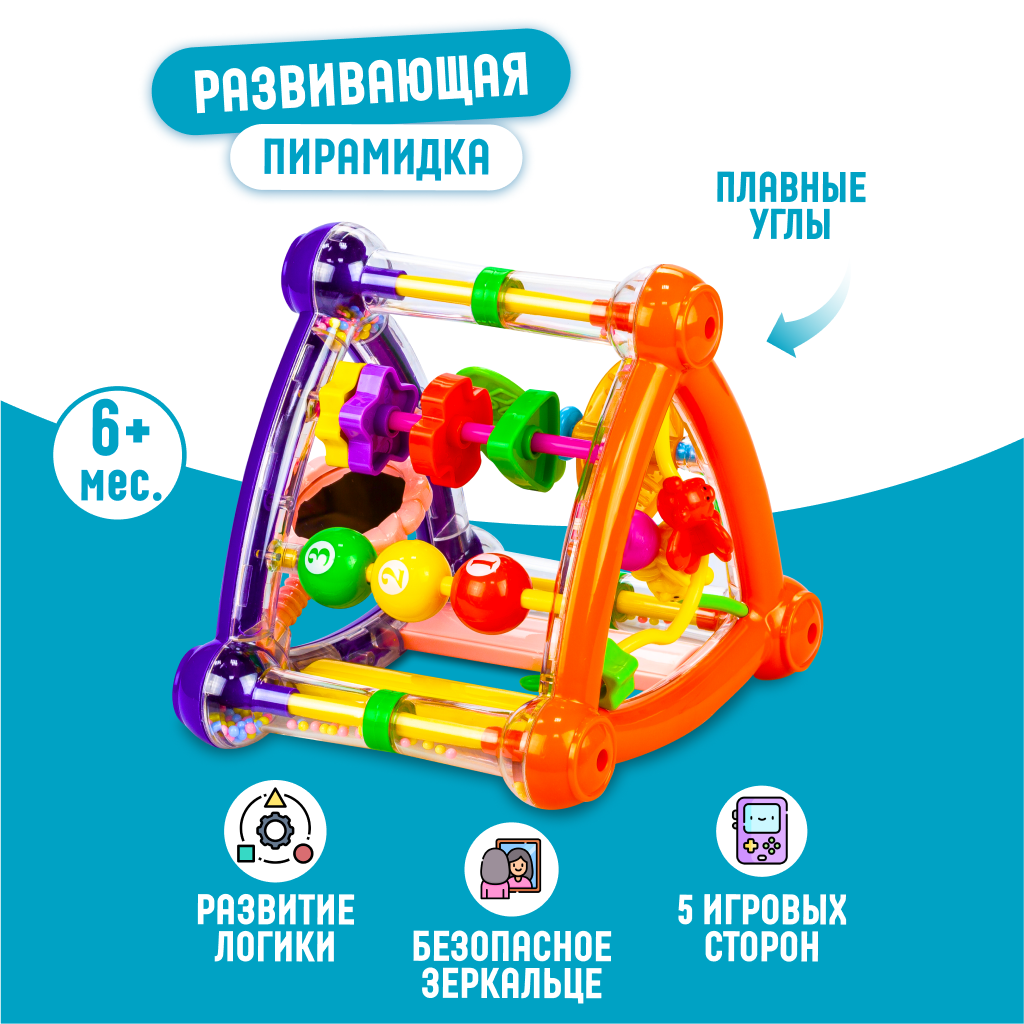 Игрушка Solmax бизиборд Умный мультикуб Пирамидка - фото 1