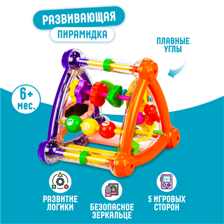 Игрушка Solmax бизиборд Умный мультикуб Пирамидка