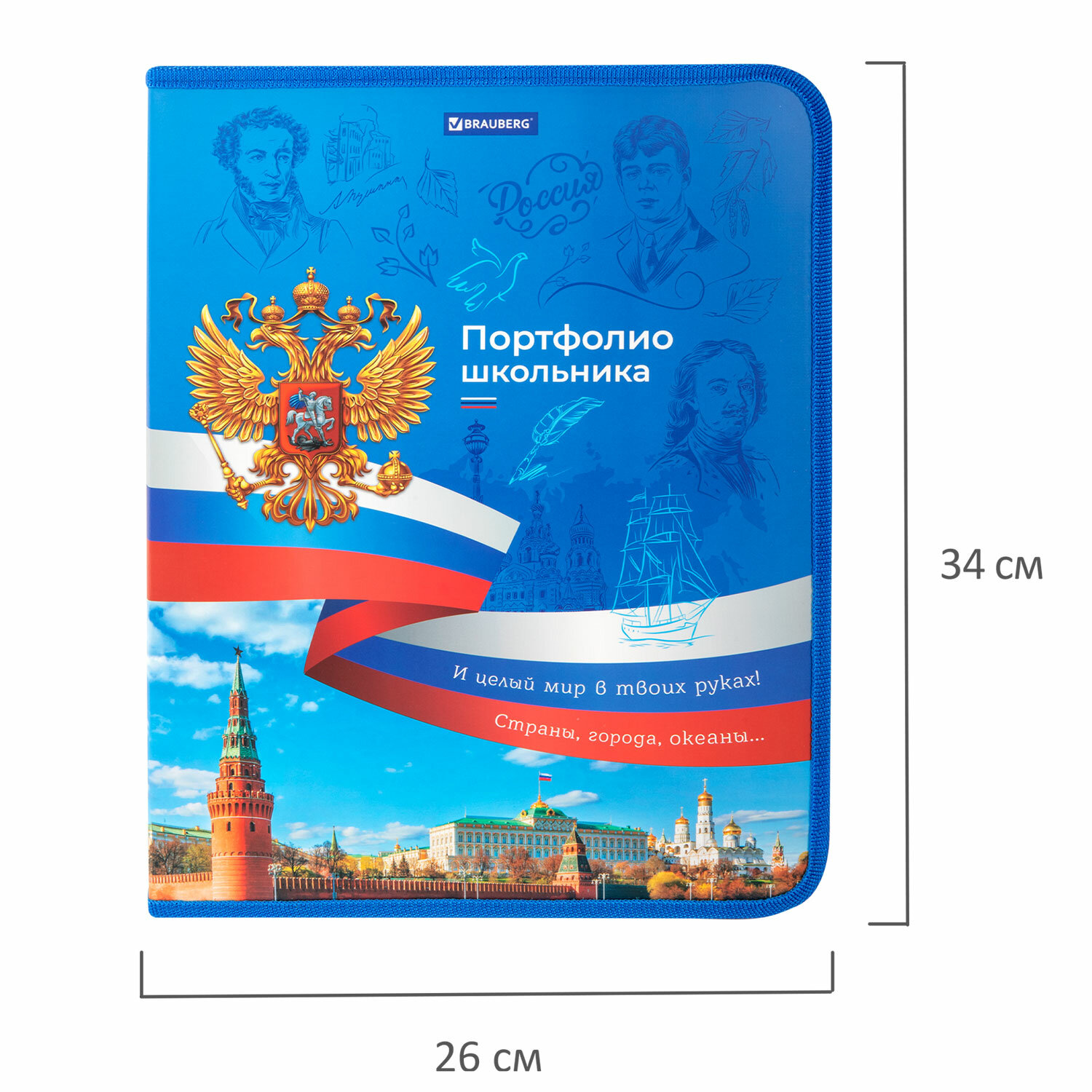 Портфолио школьника Brauberg папка А4 на молнии 8 вкладышей - фото 8
