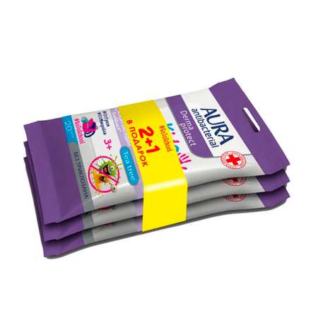 Влажные салфетки AURA Antibacterial антибактериальные 20 шт.