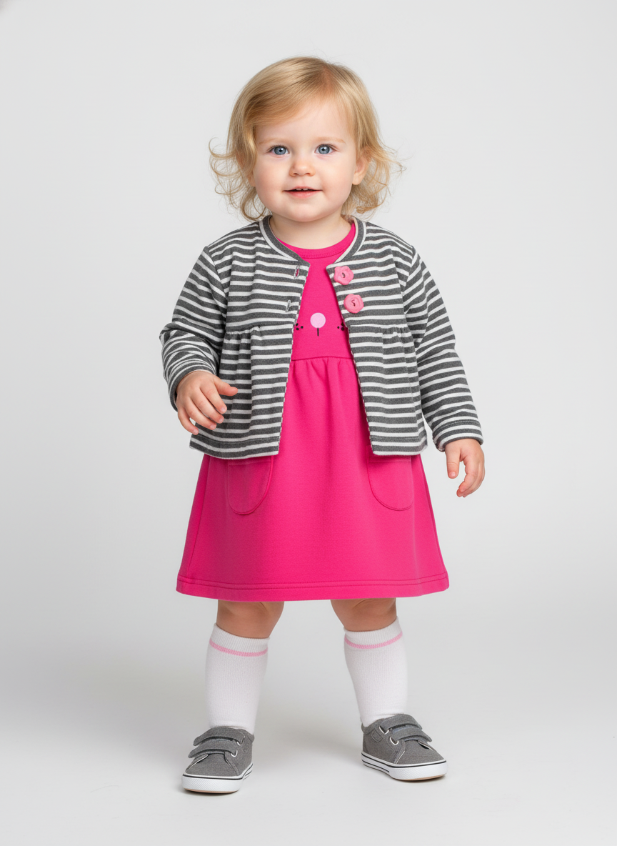 Платье с кофточкой-болеро Югтекстильторг 204-540/Малиновый,бело-серый - фото 1