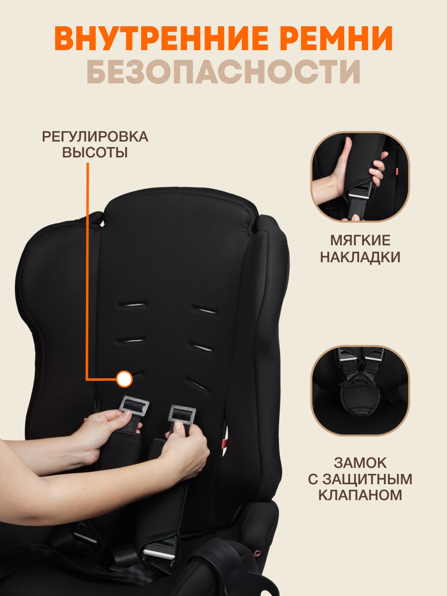 Автокресло ZLATEK Atlantic lux 1/2/3 (9-36 кг) черный - фото 6