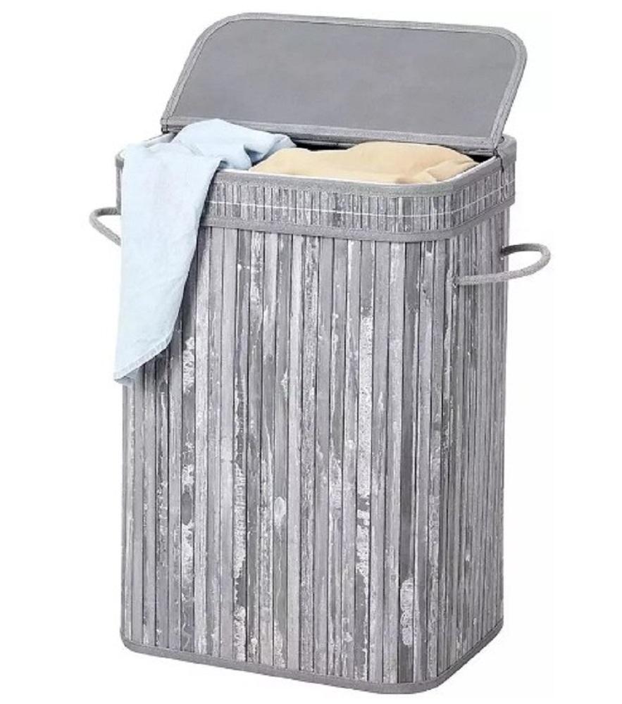 Корзина для белья ZDK Homium for Home Eco квадратная серый - фото 2