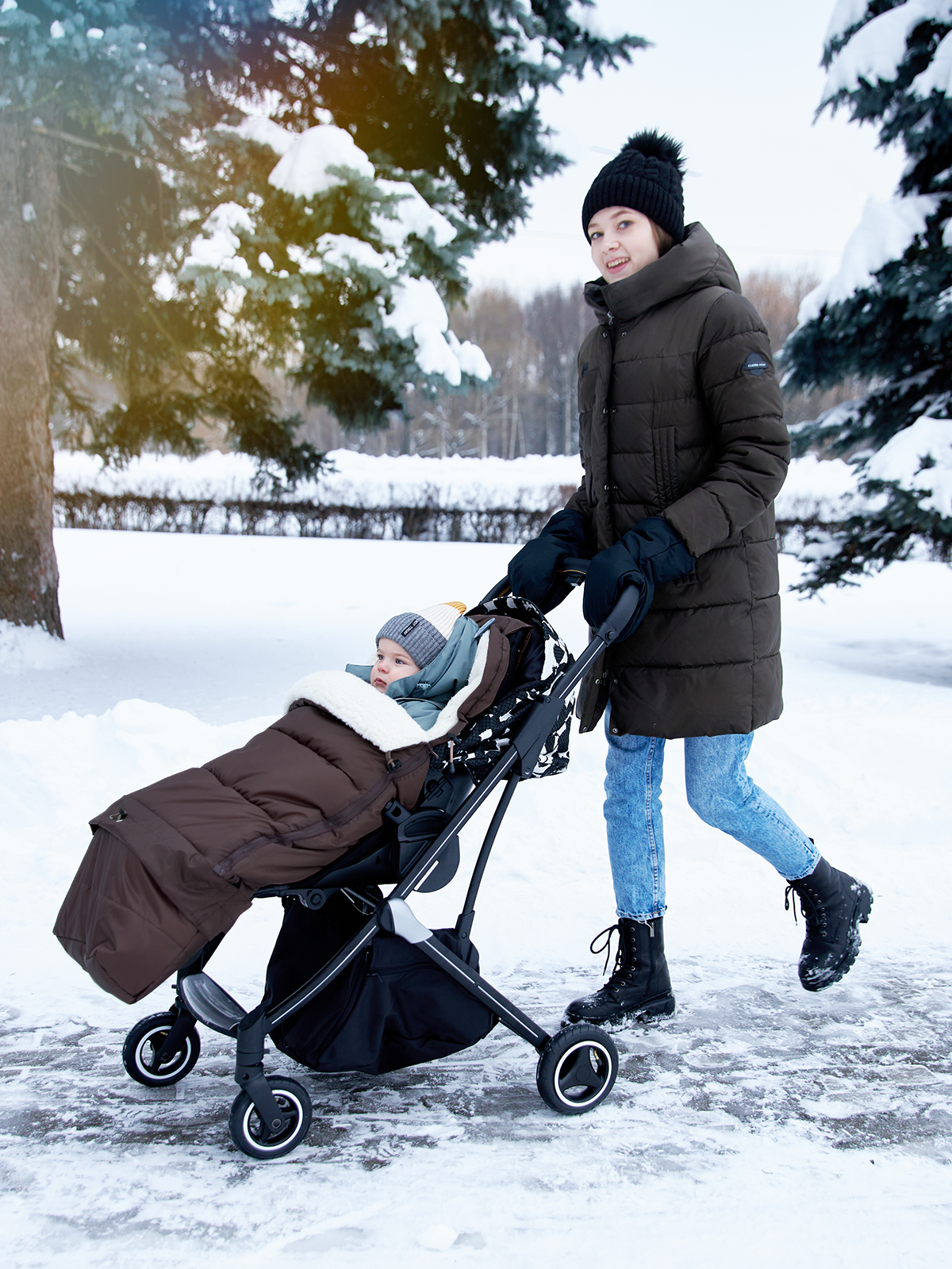 Конверт в коляску Осьминожка Трансформер коричневый - фото 18