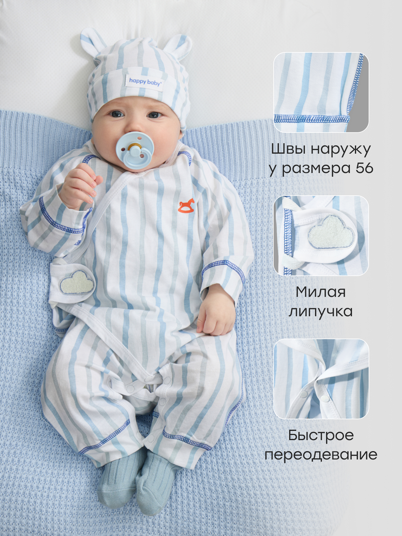 Комбинезон Happy Baby 90160-0_blue(flowers) - фото 3