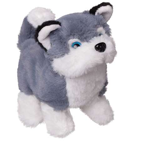 Мягкая игрушка Abtoys Счастливые друзья собака серая движение звук