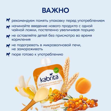 Пюре Kabrita Пудинг Мультизлаковый с облепихой с 6 мес 100 г