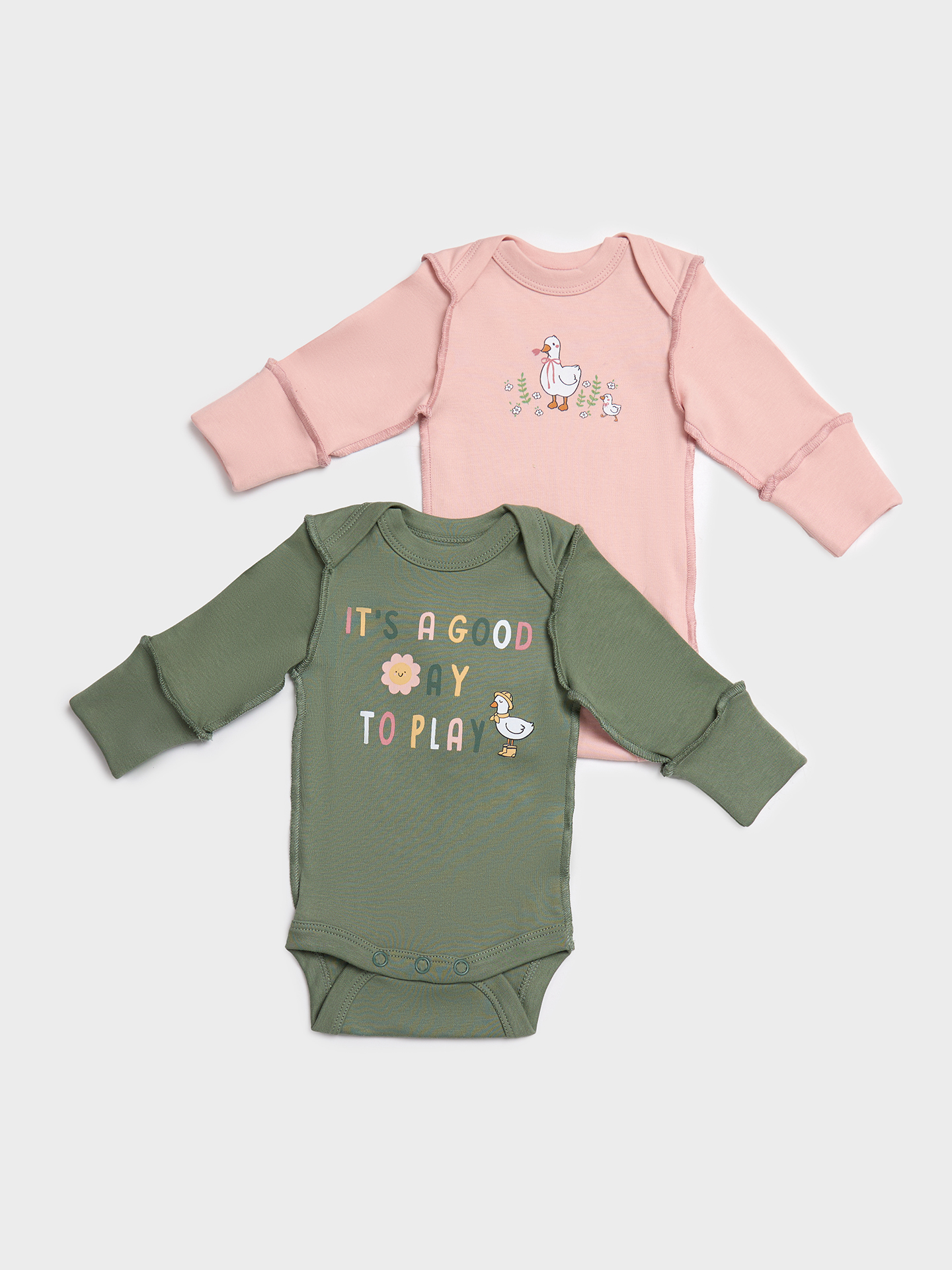 Боди 2 шт Mark Formelle (Марк Формэль) 13016-1-2/св.розовый +зеленый +печать - фото 2