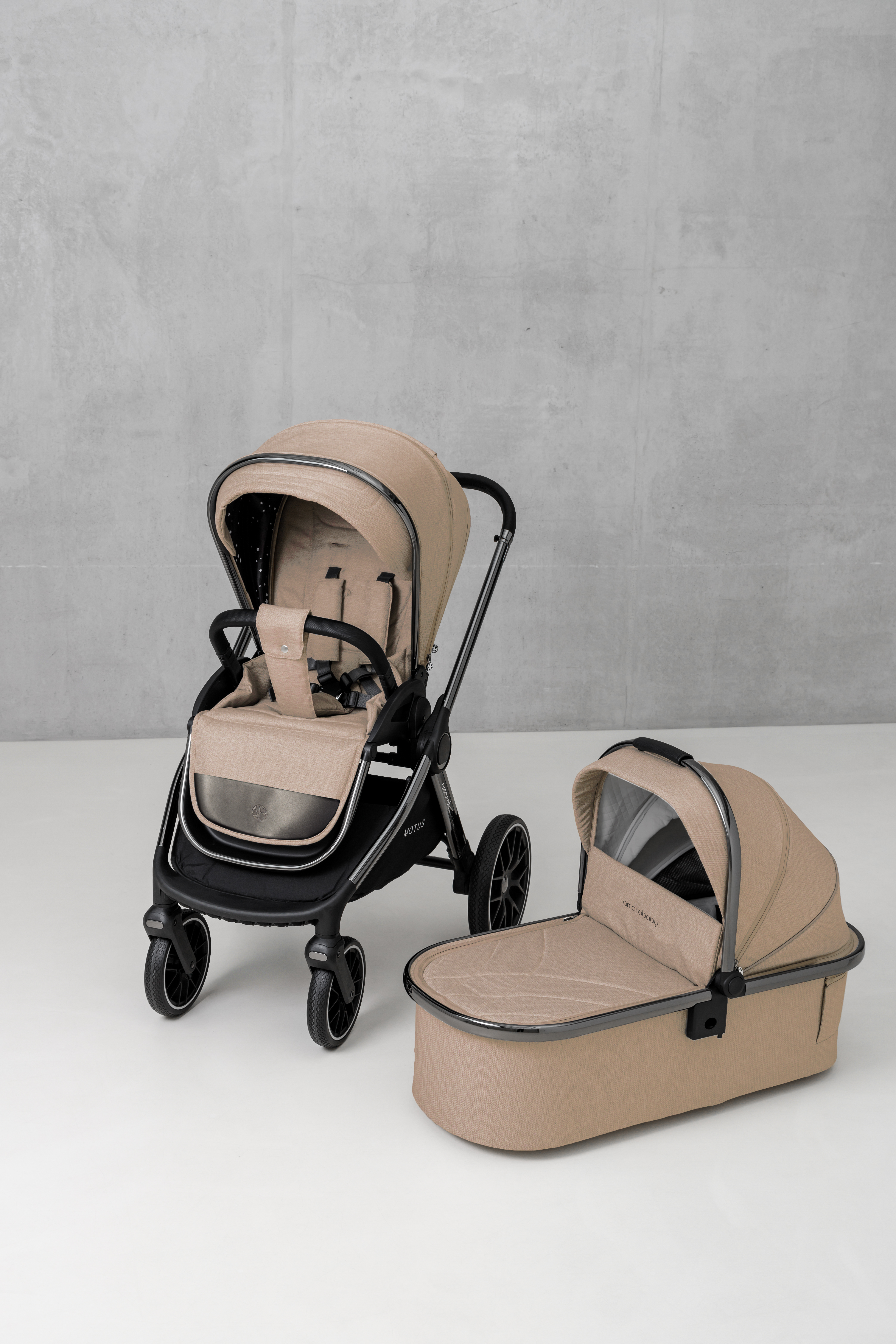Коляска 2в1 Amarobaby Motus V2 бежевый - фото 1
