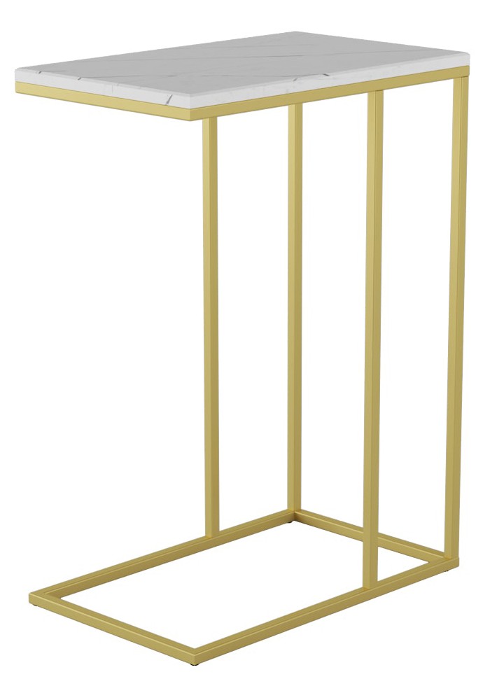 Стол придиванный КАЛИФОРНИЯ МЕБЕЛЬ Агами Голд белый мрамор - фото 1