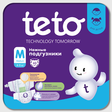 Подгузники TE-TO M 60 шт.
